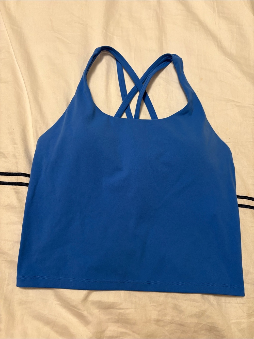 Women's Royal Blue Strappy Cropped Tank Removable Pads Sz S - Brand Hey Nuts